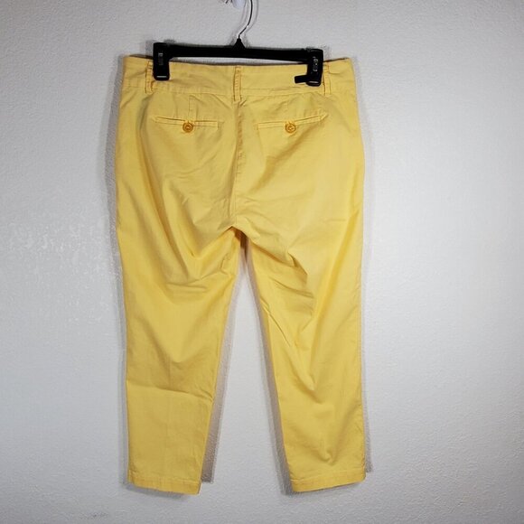 Kut from the Kloth Bright Yellow Size 8 Crop Trouser Cotton Stretch Chino Pants - Picture 2 of 12